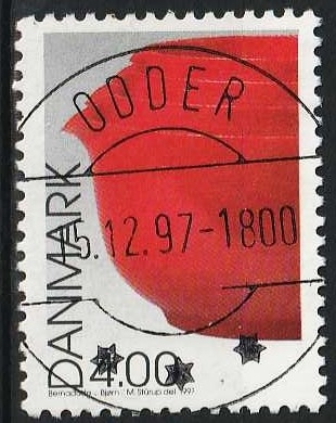 FRIMÆRKER DANMARK | 1997 - AFA 1161 - Dansk design - 4,00 Kr. Margretheskåle flerfarvet - Pragt Stemplet Odder